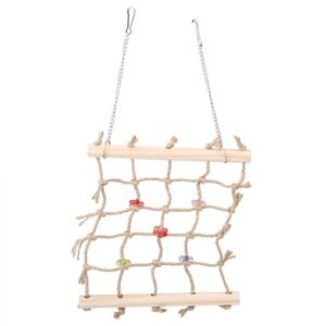 Bird Swing Climbing Ladder Colorful Pet Bird Parrot Chew Toy Rope Hammock Wooden Hanging Cage Toys Pet Supplies for Macaw African Greys Cockatoo Budgies Parakeet Cockatiel