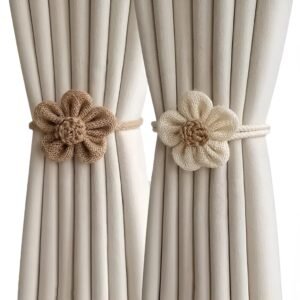Combo Holders Jute Tieback Catchy Natural Neutral Rope Curtain Tiebacks. Curtains Floral Curtains White Decorative Brown 2 (Set Window Beautiful Drapery & of Holdback