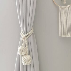 VENTIBROS Set of 2, Macrame Curtain Tieback, Marine, Nautica, Curtain Holder Holdback, Modern Window Treatment, 100% Cotton Curtain Decor by MAKNGRID