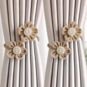 Catchy Rope White & (Set of Brown Holders Holdback 2) Curtains Tieback Drapery Jute Tiebacks. Natural Decorative Window Neutral Combo Curtains Floral Curtain Beautiful (2, Complete Brown)