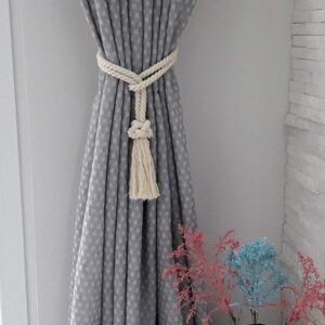 Tie Backs, Cotton Striped Tie Back, Holdback, Rustic Nautical, Macrame Rope Curtain Window Accessories, Holdback Rustic (White, Medium)