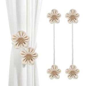 Catchy Rope White & (Set of Brown Holders Holdback 2) Curtains Tieback Drapery Jute Tiebacks. Natural Decorative Window Neutral Combo Curtains Floral Curtain Beautiful (2, Whites)